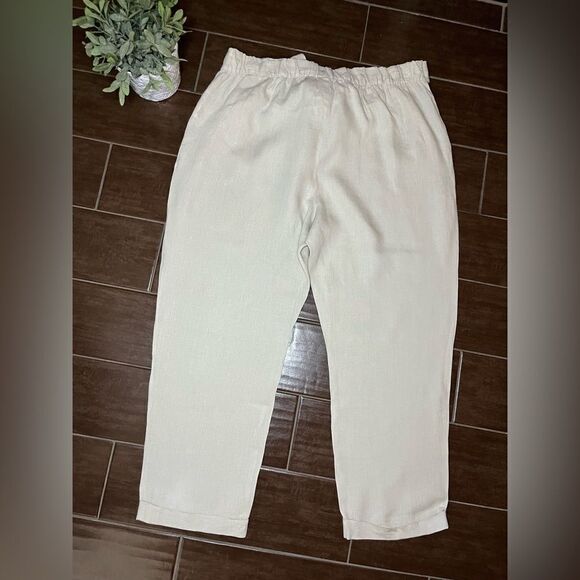 Ellen Tracy natural 100% Linen pants sz XL - Picture 4 of 7